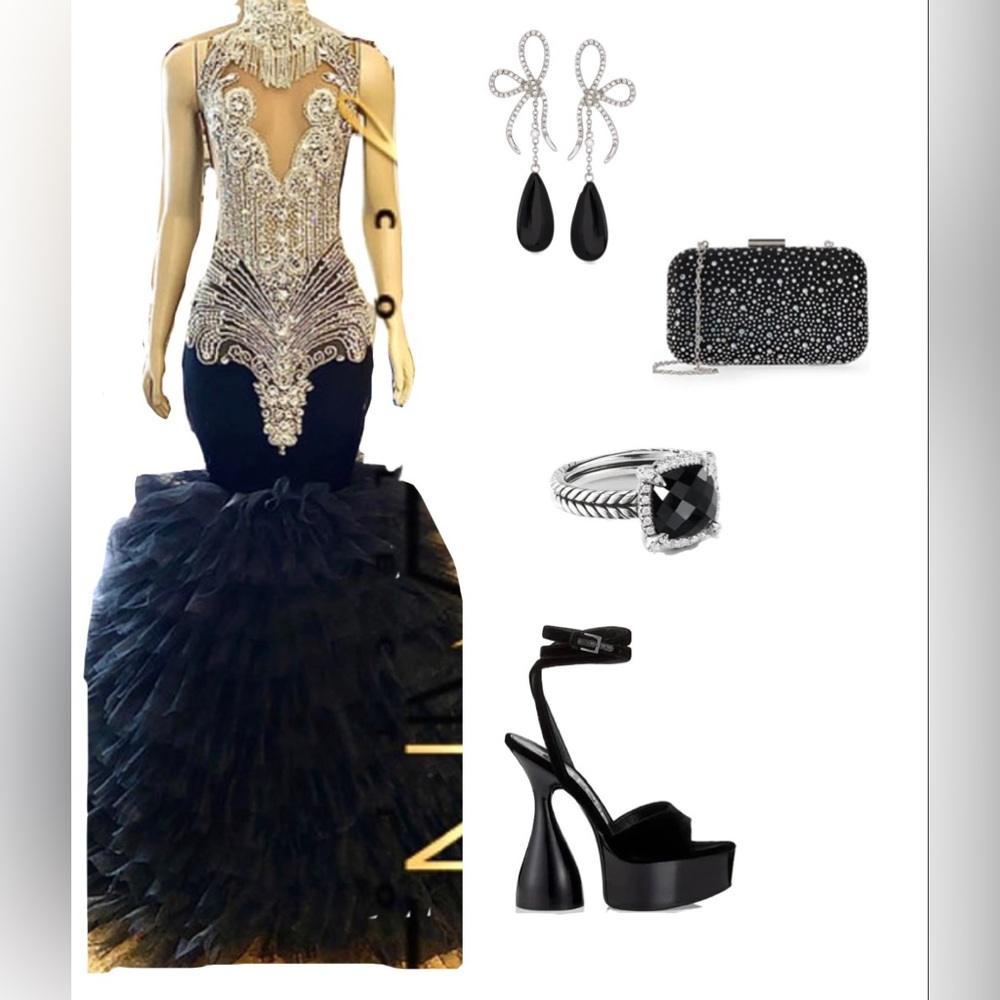 Black Customized Evening Dress Size Small